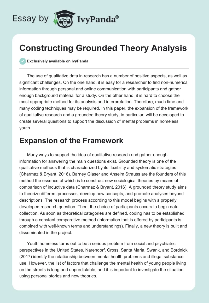 Constructing Grounded Theory Analysis. Page 1