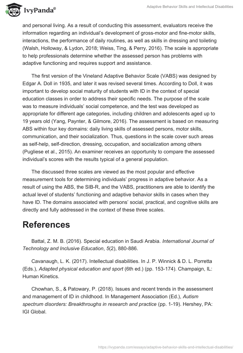 Adaptive Behavior Skills and Intellectual Disabilities. Page 3