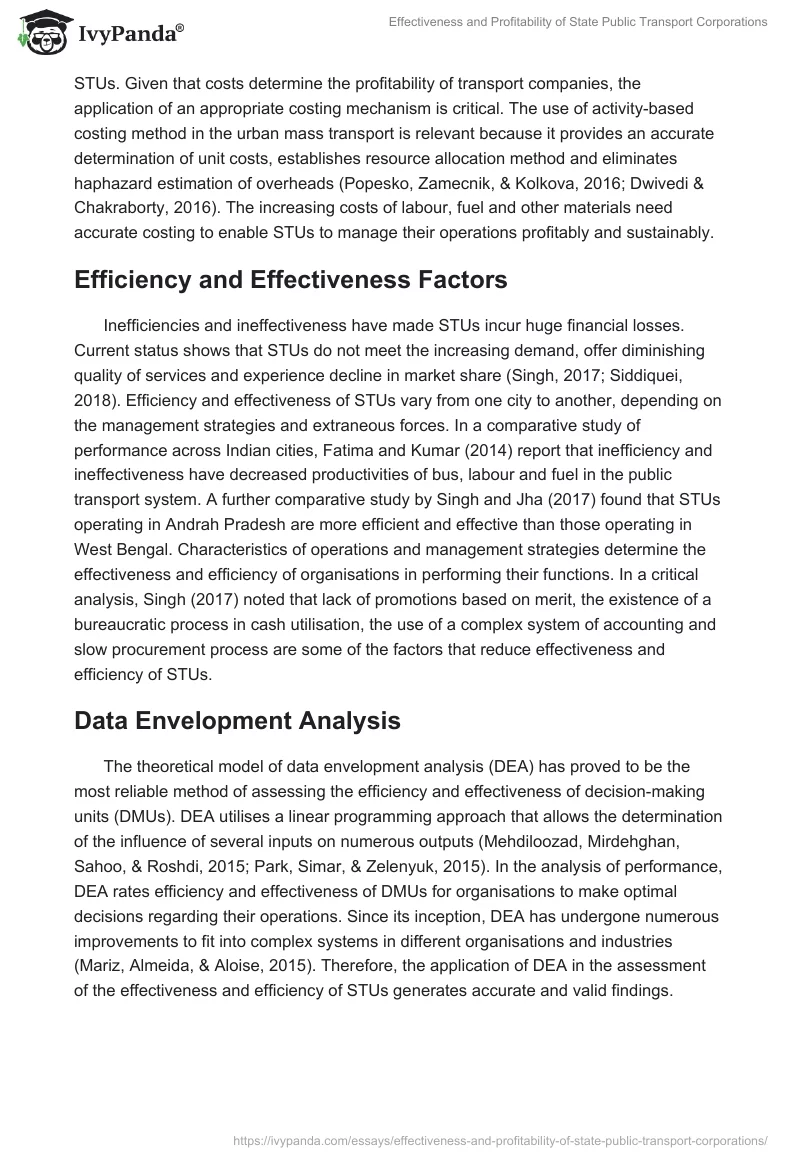 Effectiveness and Profitability of State Public Transport Corporations. Page 2