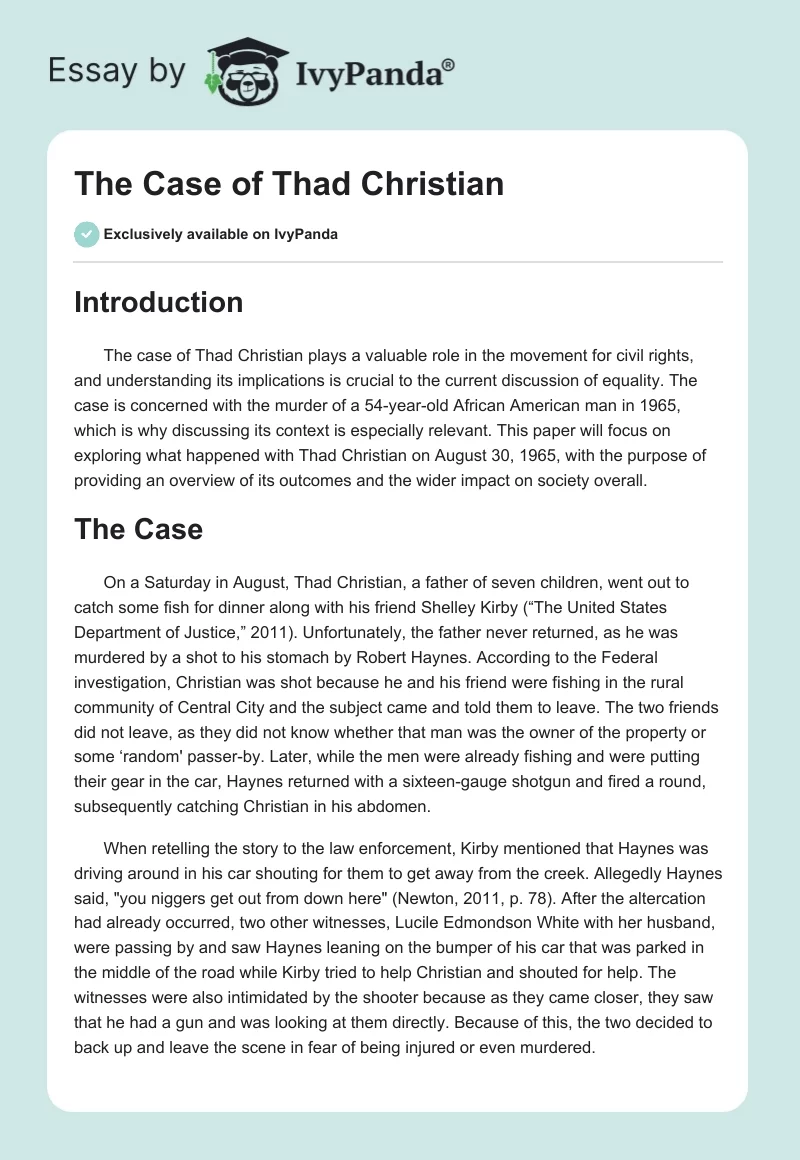 The Case of Thad Christian. Page 1