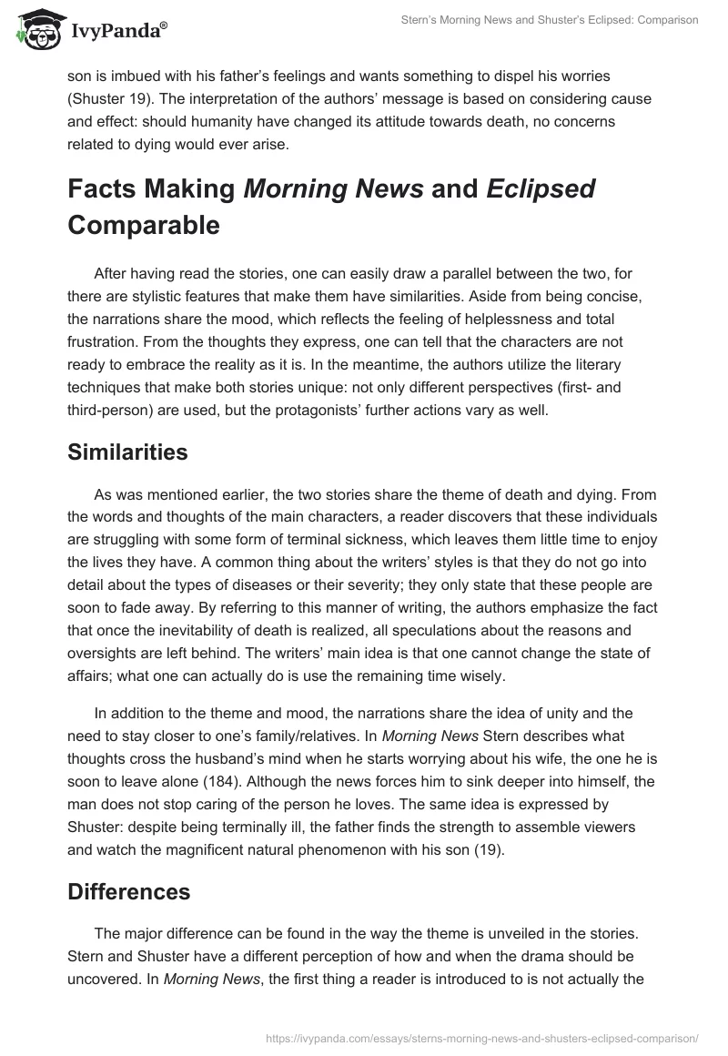 Stern’s "Morning News" and Shuster’s "Eclipsed": Comparison. Page 2