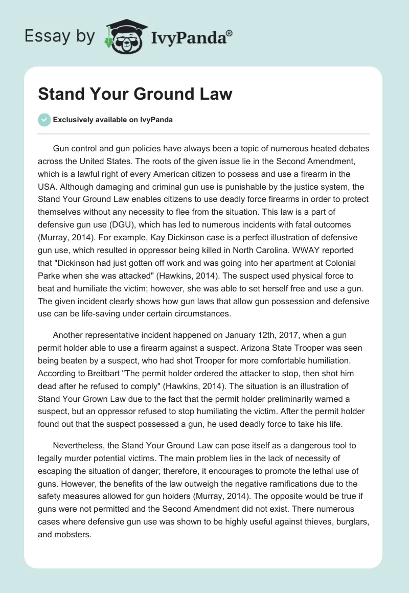 Stand Your Ground Law. Page 1