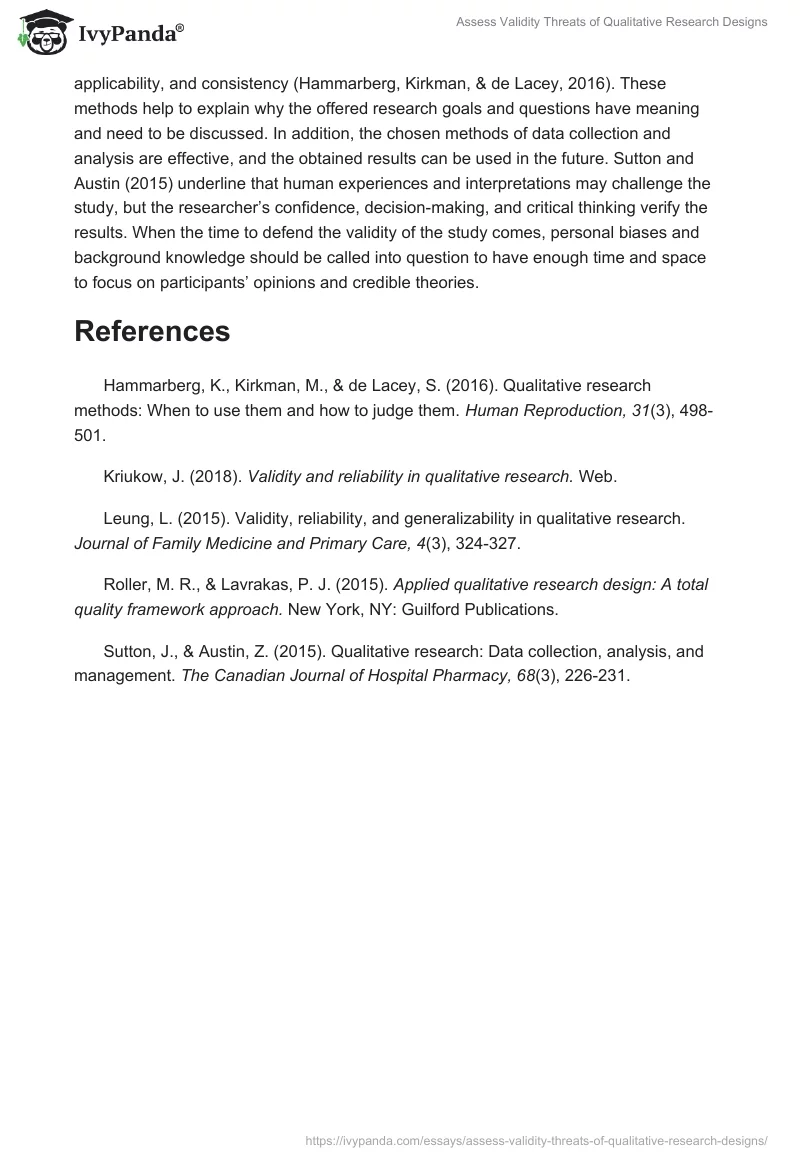 Assess Validity Threats of Qualitative Research Designs. Page 5