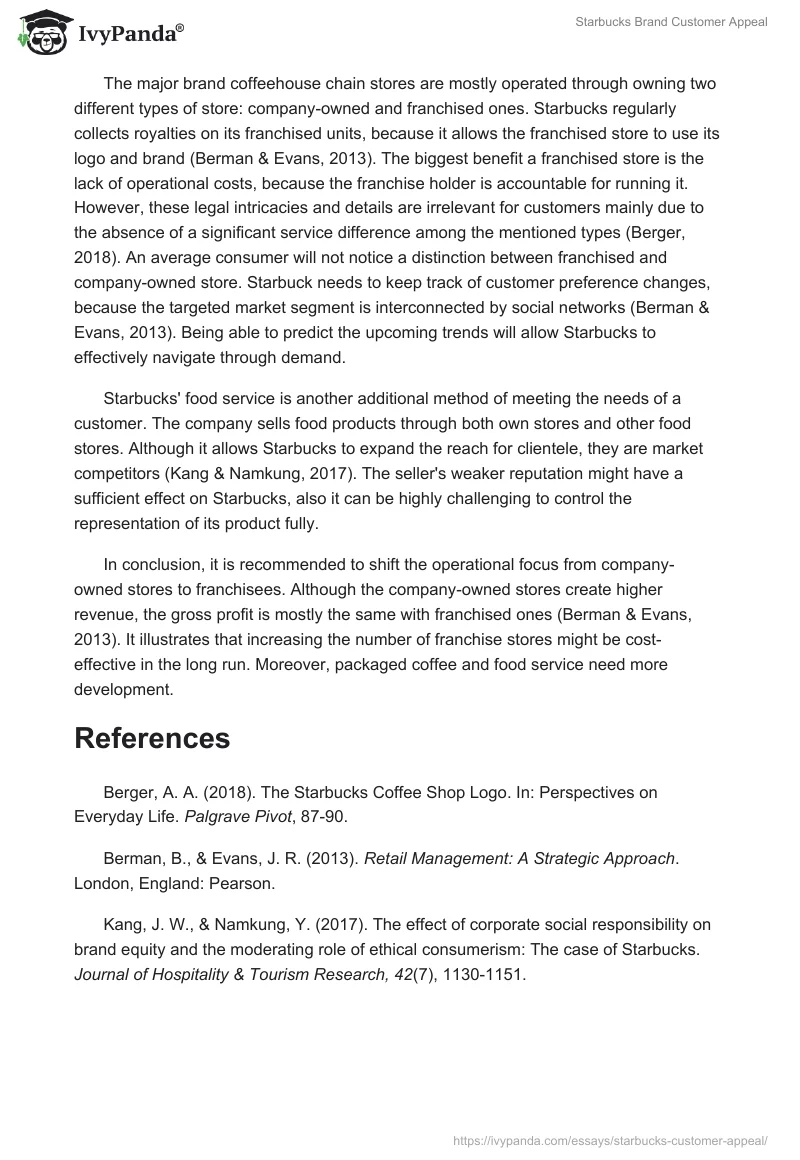 Starbucks Brand Customer Appeal. Page 2