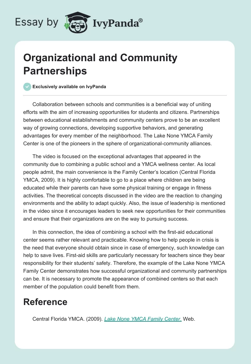 Organizational and Community Partnerships. Page 1