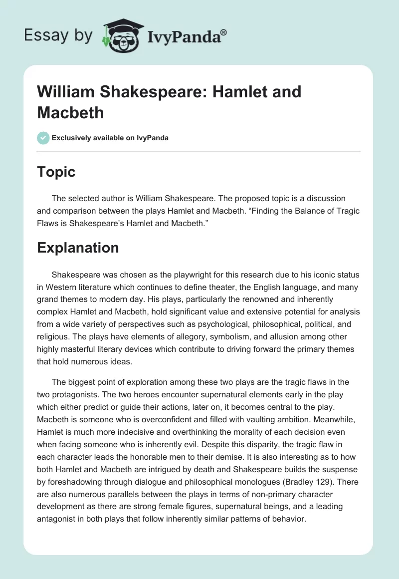 William Shakespeare: Hamlet and Macbeth. Page 1