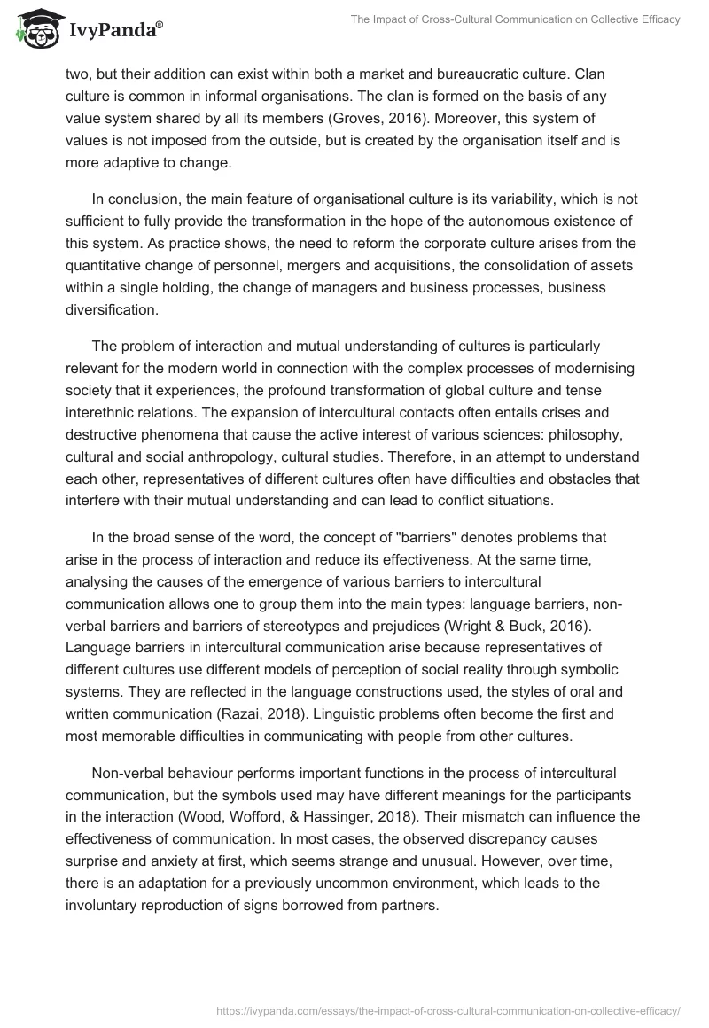 The Impact of Cross-Cultural Communication on Collective Efficacy. Page 3