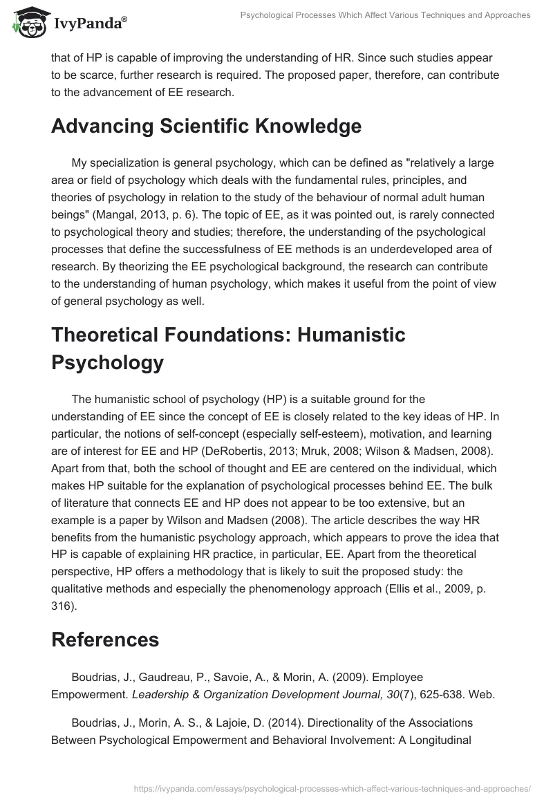 Psychological Processes Which Affect Various Techniques and Approaches. Page 2