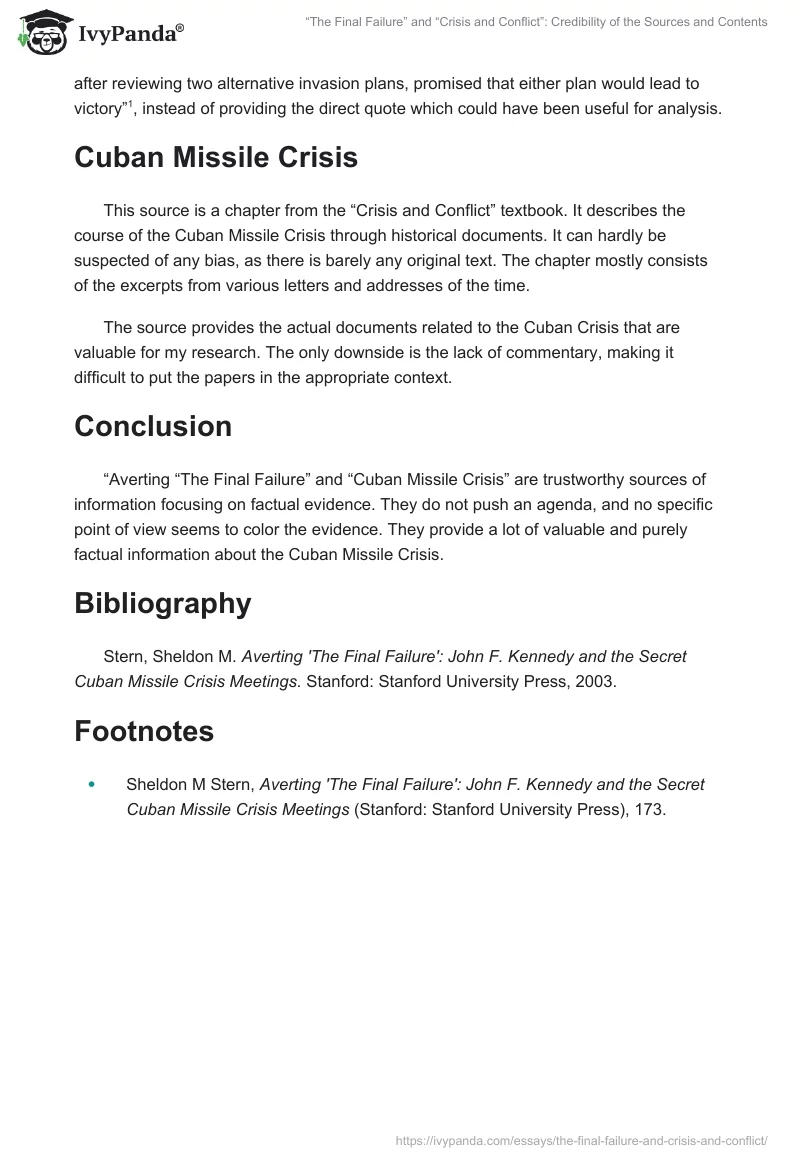 “The Final Failure” and “Crisis and Conflict”: Credibility of the Sources and Contents. Page 2