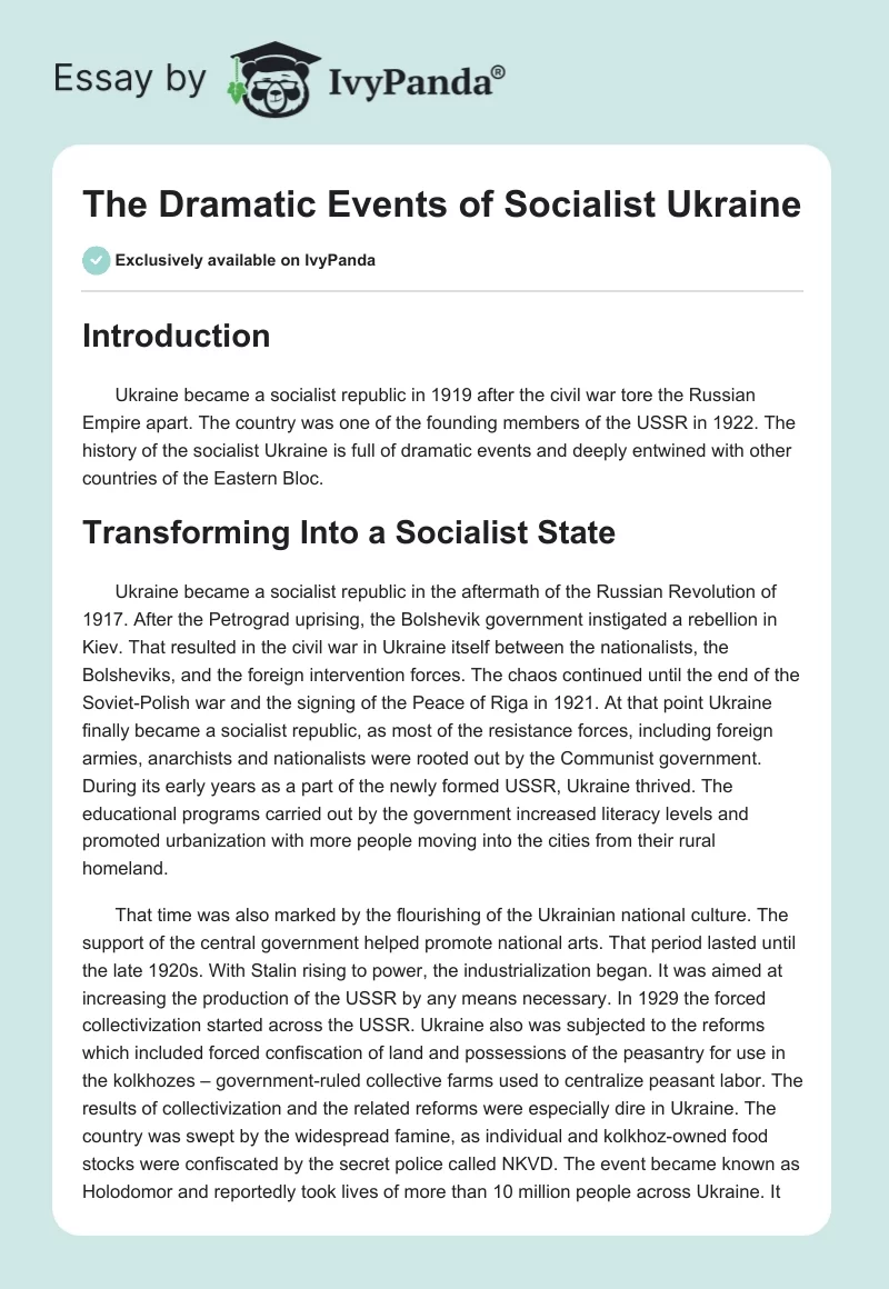 The Dramatic Events of Socialist Ukraine. Page 1
