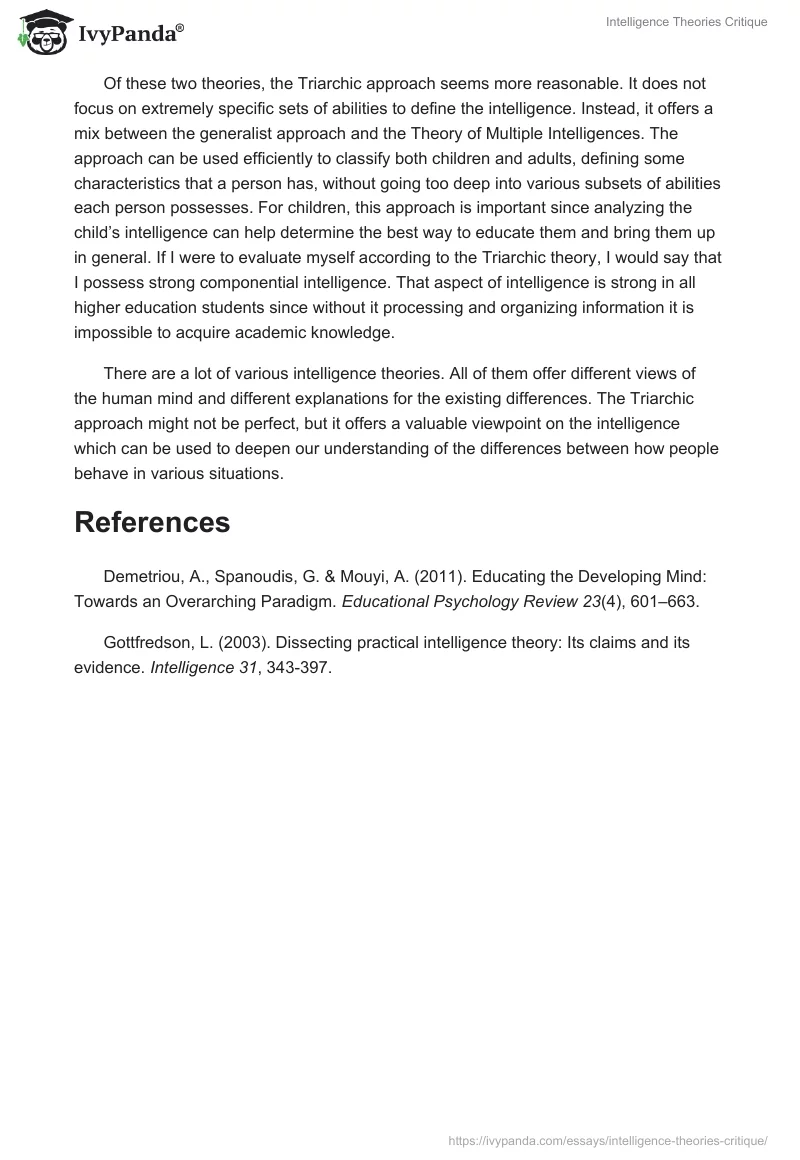 Intelligence Theories Critique. Page 2