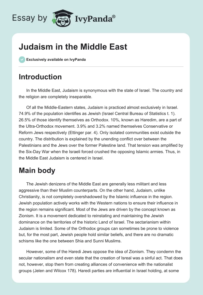 Judaism in the Middle East. Page 1
