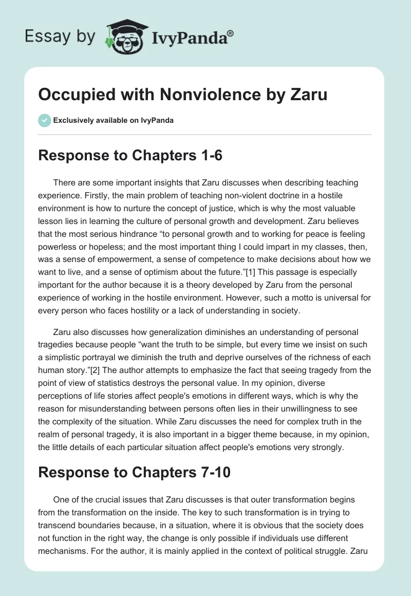 Occupied with Nonviolence by Zaru. Page 1