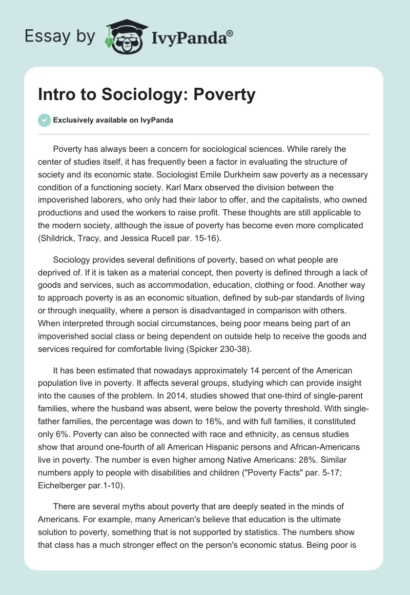 Intro to Sociology: Poverty. Page 1