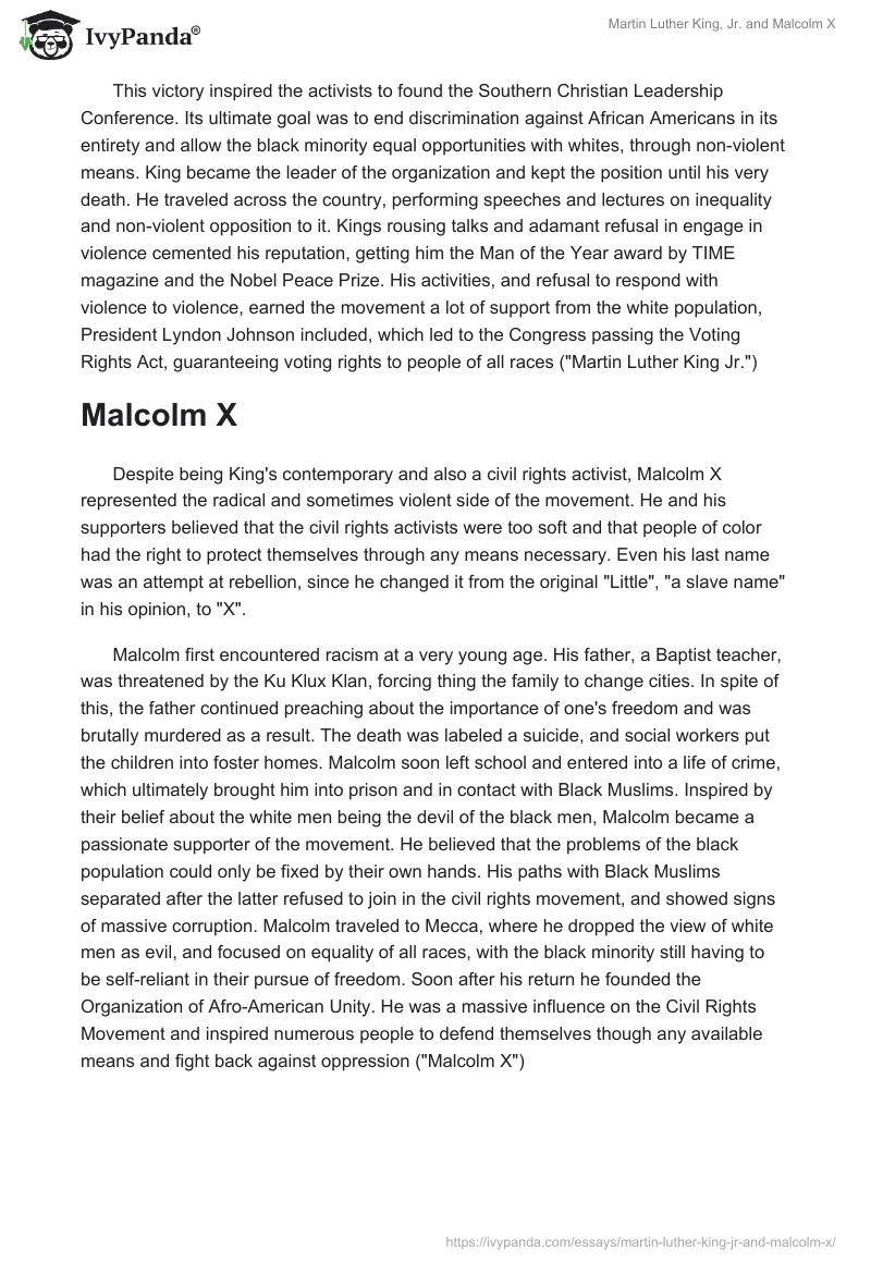 Martin Luther King, Jr. and Malcolm X. Page 2