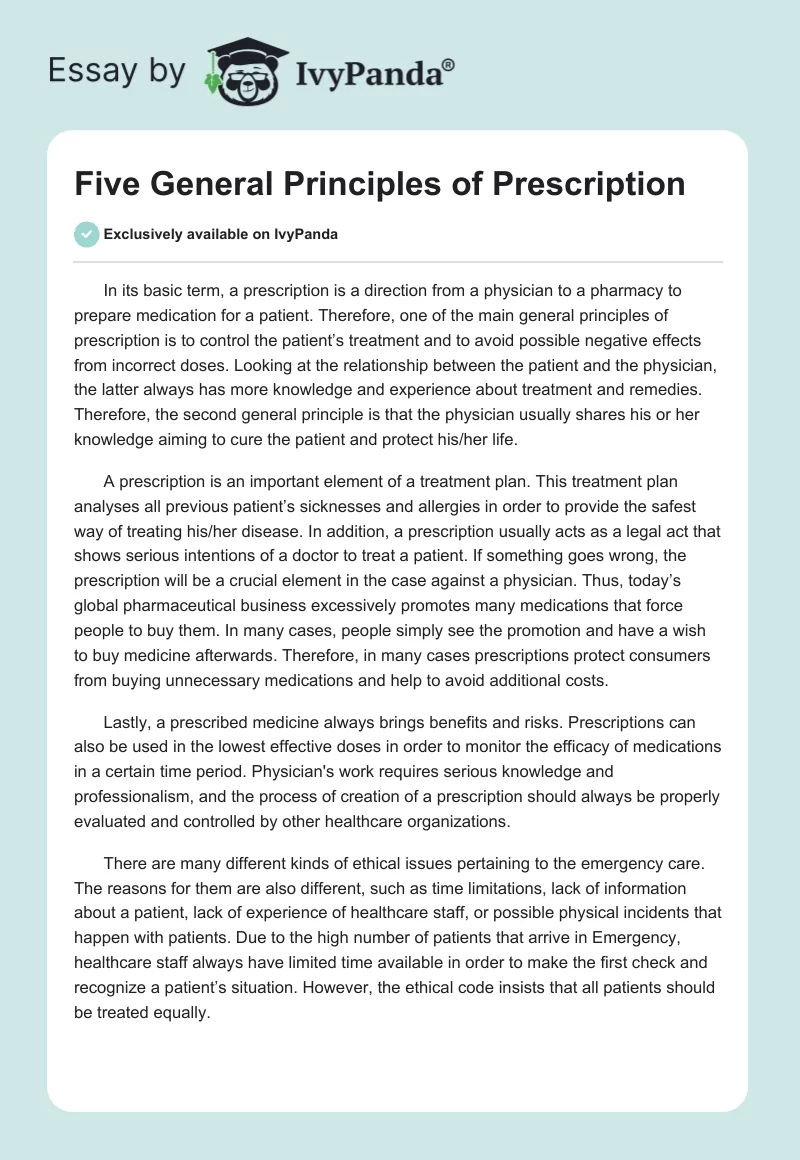 Five General Principles of Prescription. Page 1