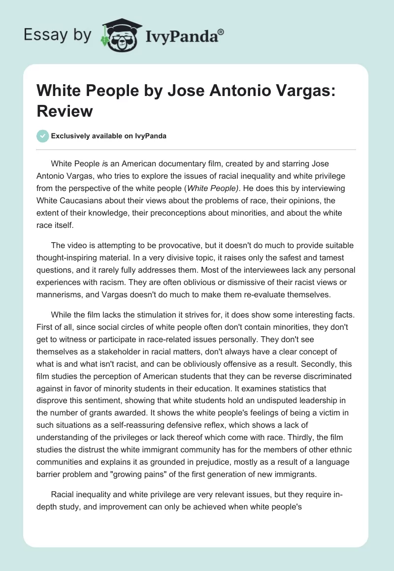 White People by Jose Antonio Vargas: Review. Page 1