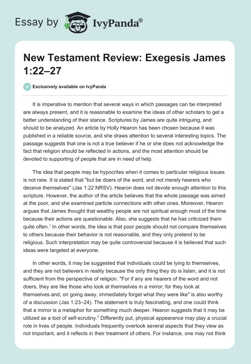 New Testament Review: Exegesis James 1:22–27. Page 1