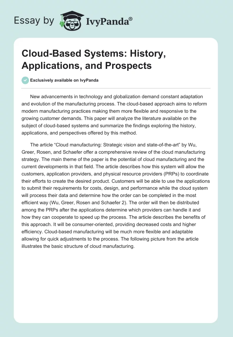 Cloud-Based Systems: History, Applications, and Prospects. Page 1