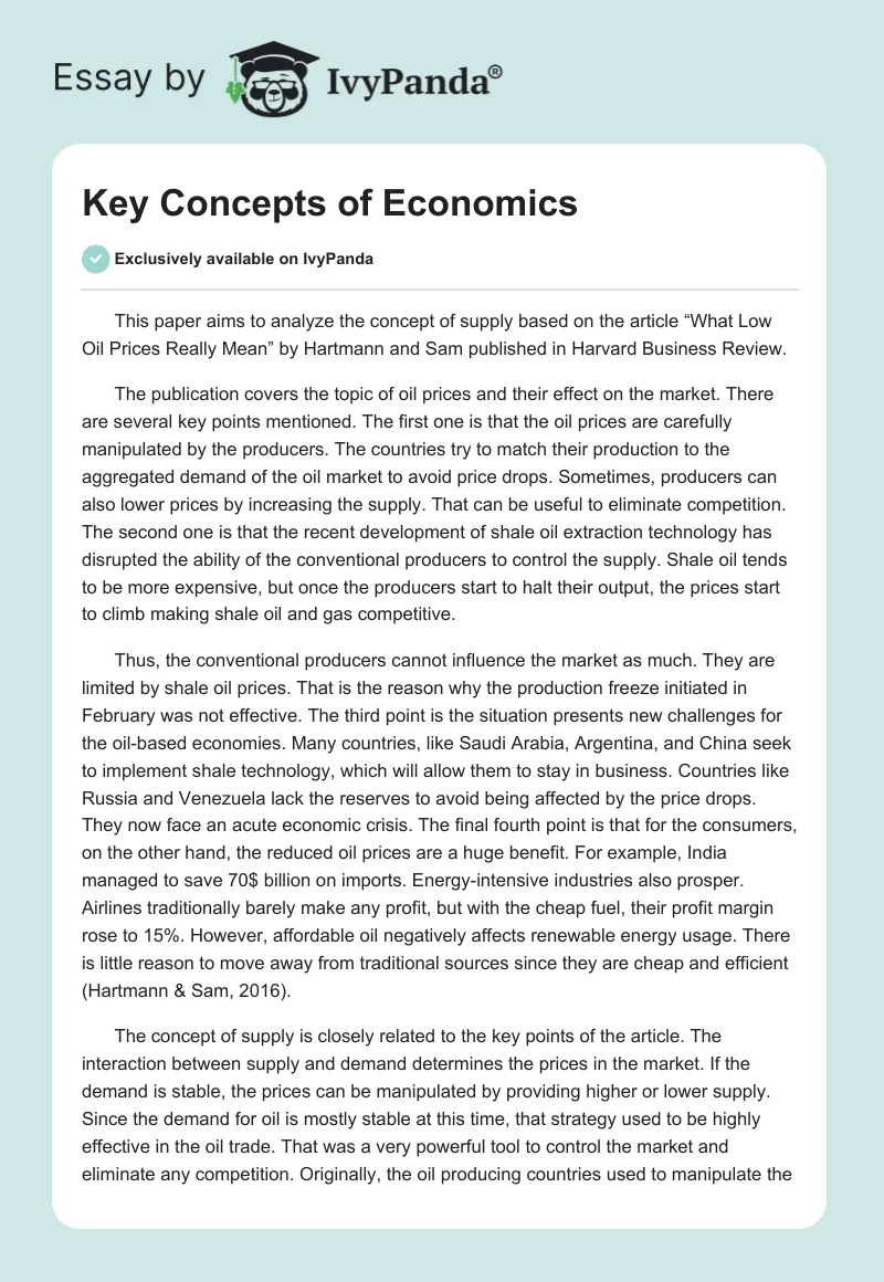 Key Concepts of Economics. Page 1