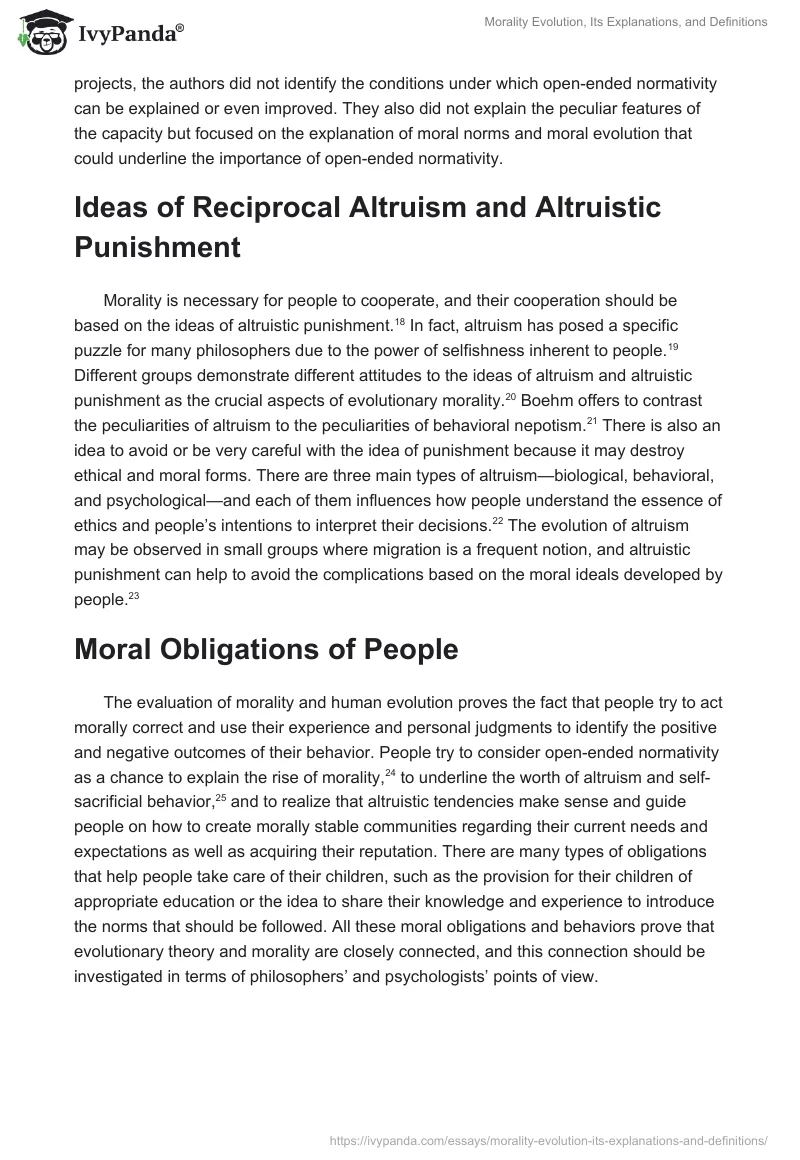 Morality Evolution, Its Explanations, and Definitions. Page 3