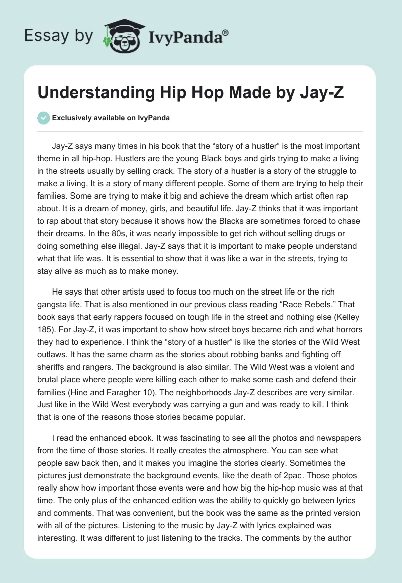 Understanding Hip Hop Made by Jay-Z. Page 1
