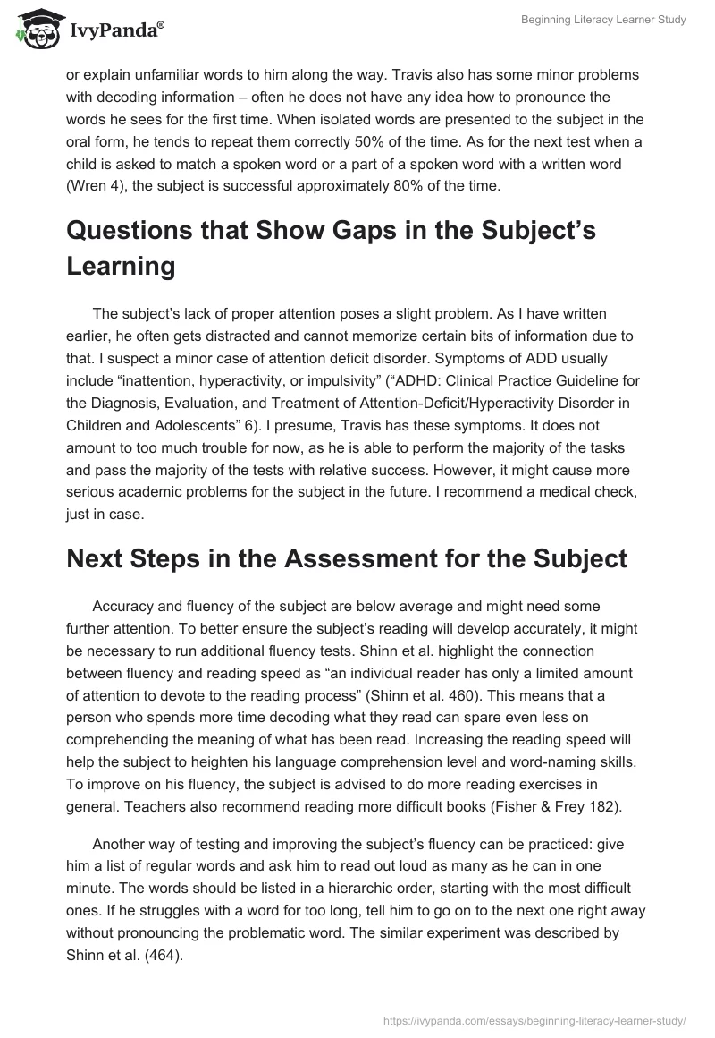 Beginning Literacy Learner Study. Page 2