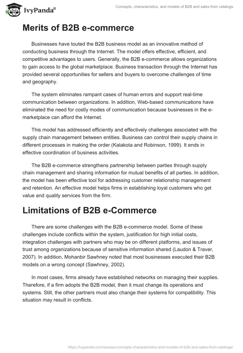 Concepts, characteristics, and models of B2B and sales from catalogs. Page 5