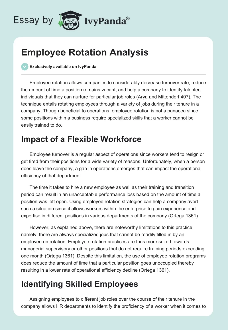 Employee Rotation Analysis. Page 1