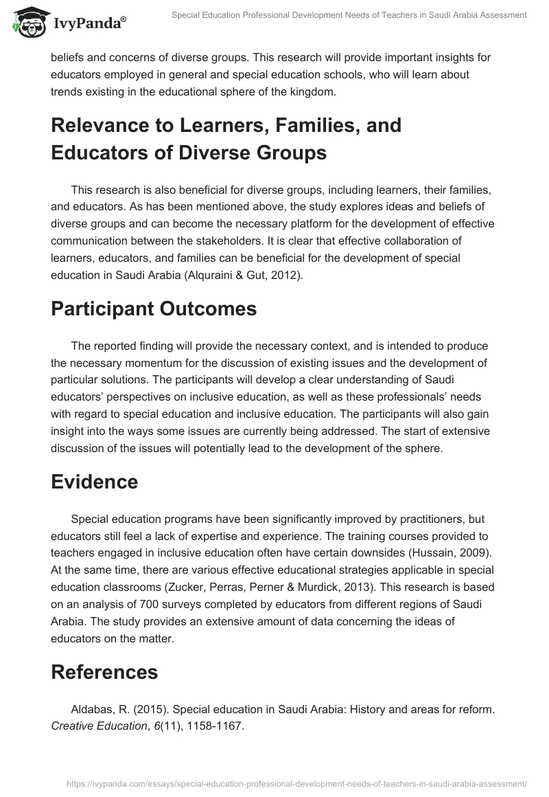 Special Education Professional Development Needs of Teachers in Saudi Arabia Assessment. Page 2