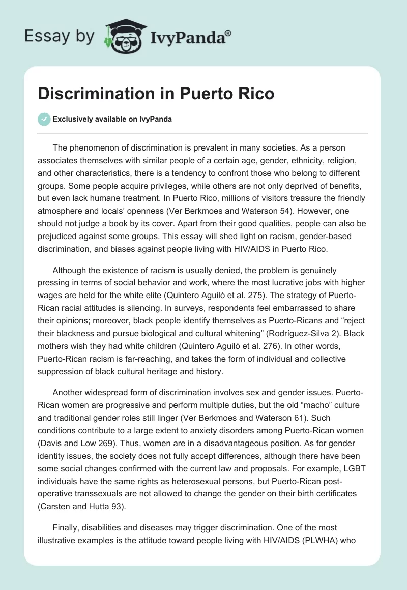 Discrimination in Puerto Rico. Page 1