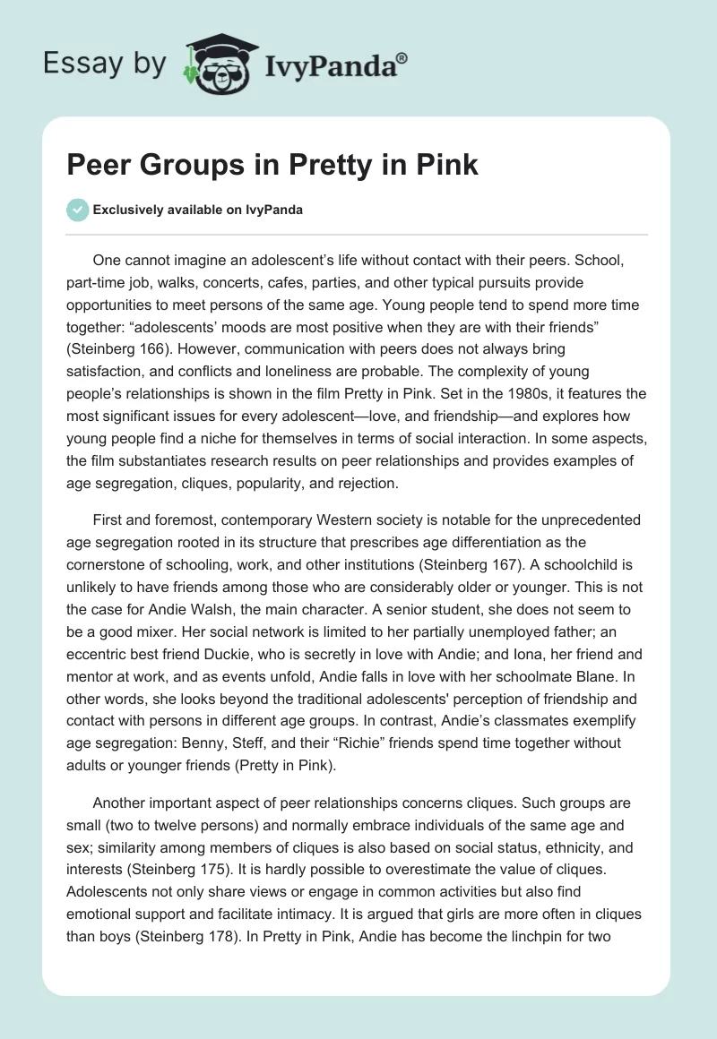 Peer Groups in Pretty in Pink. Page 1