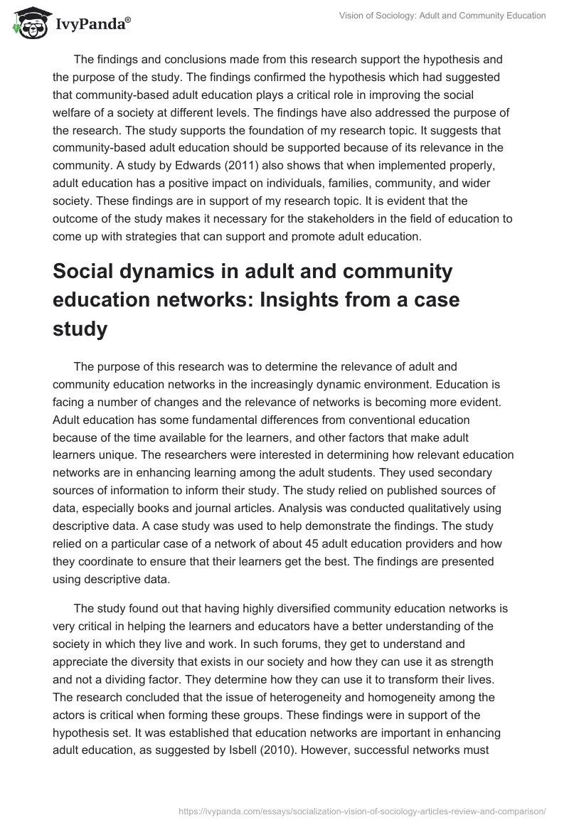 Vision of Sociology: Adult and Community Education. Page 2