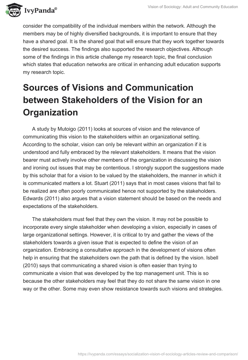 Vision of Sociology: Adult and Community Education. Page 3