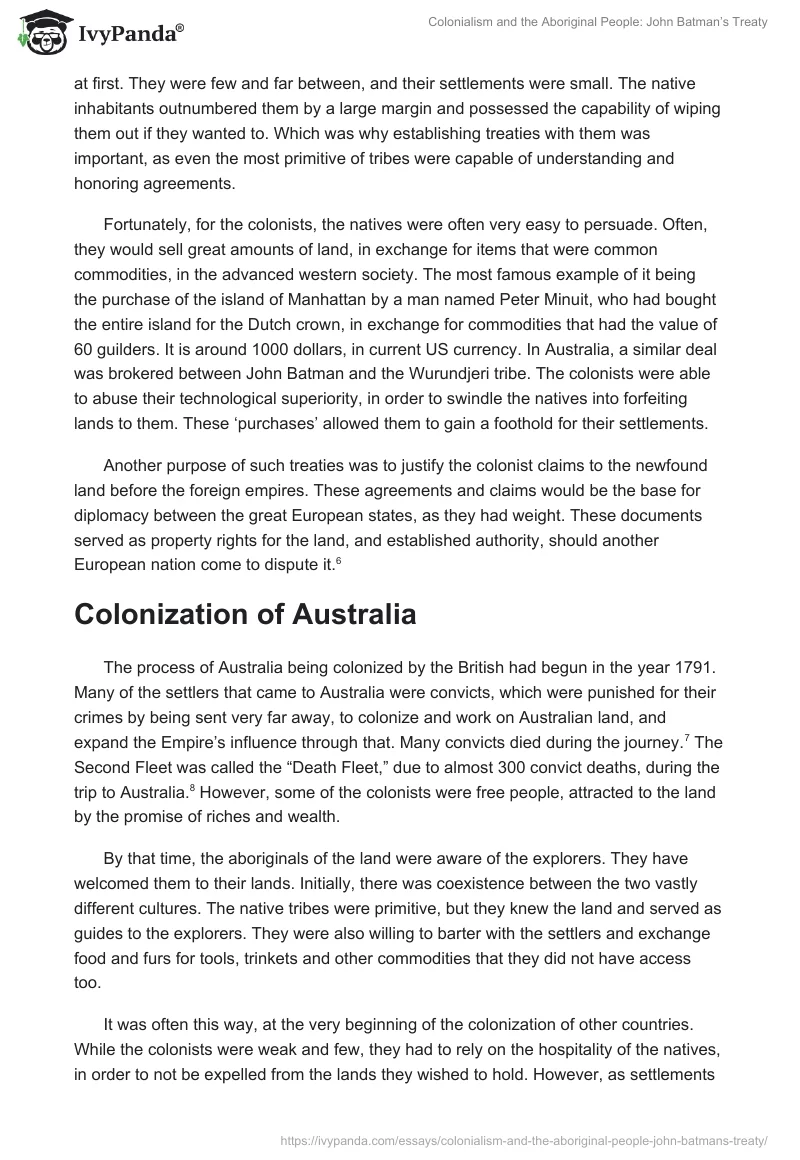 Colonialism and the Aboriginal People: John Batman’s Treaty. Page 3