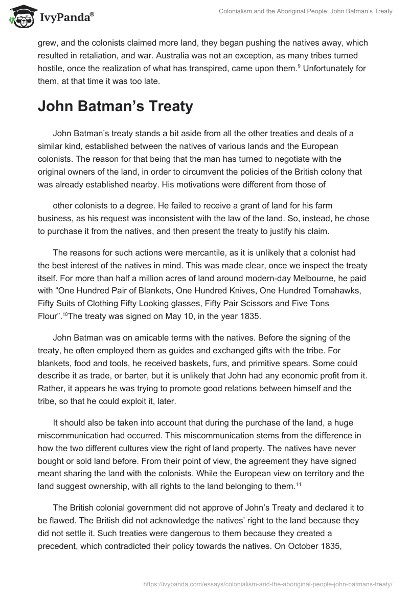 Colonialism and the Aboriginal People: John Batman’s Treaty. Page 4