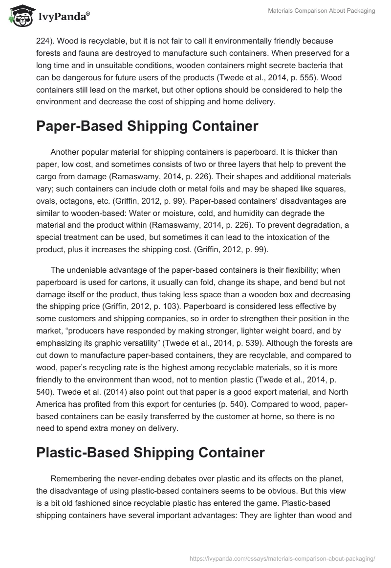 Materials Comparison About Packaging. Page 2
