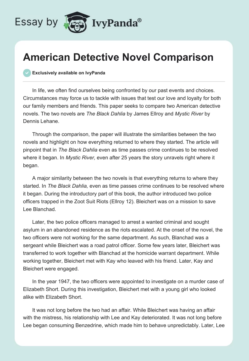 American Detective Novel Comparison. Page 1