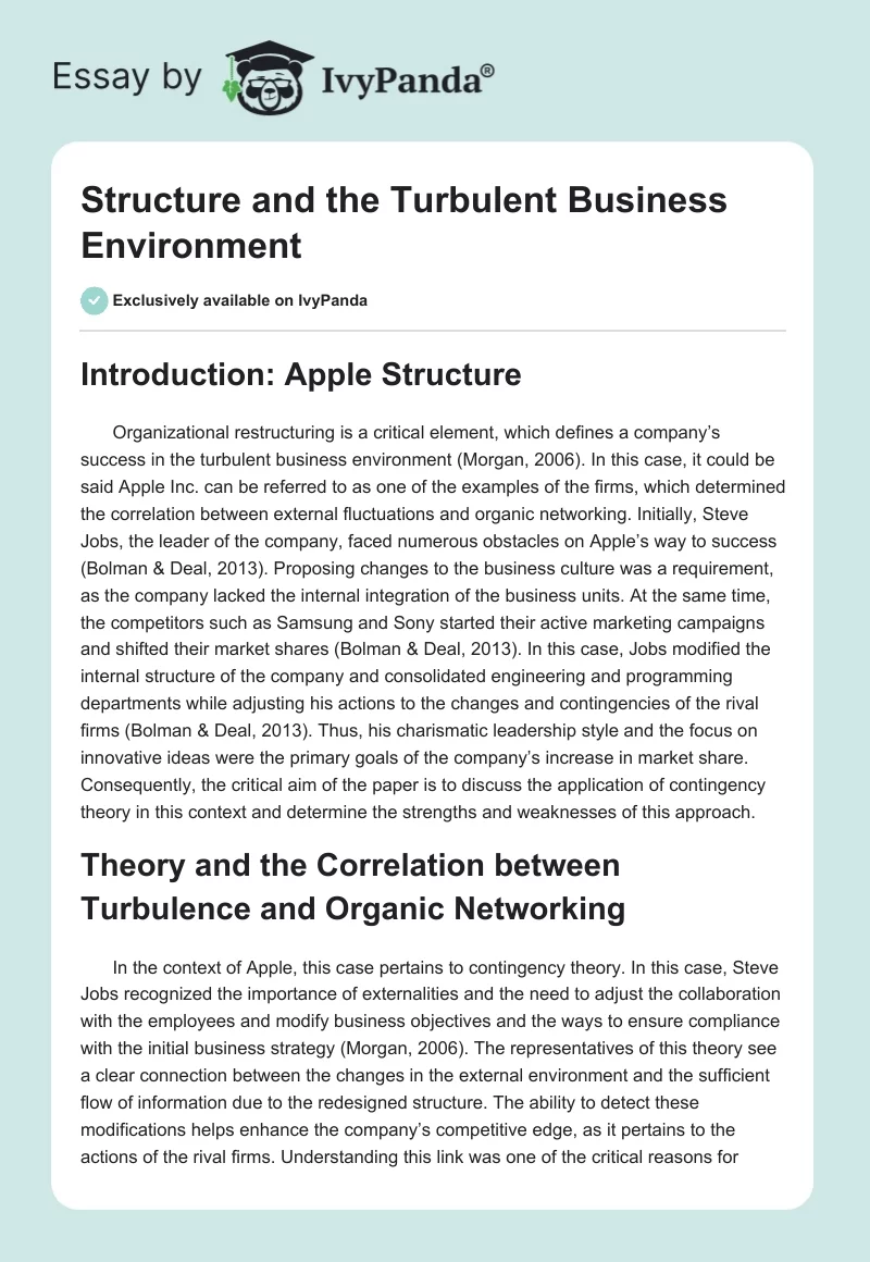 Structure and the Turbulent Business Environment. Page 1