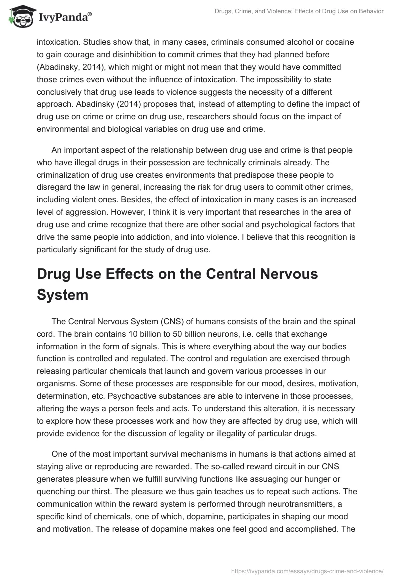 Drugs, Crime, and Violence: Effects of Drug Use on Behavior. Page 2