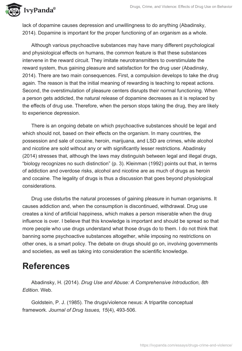 Drugs, Crime, and Violence: Effects of Drug Use on Behavior. Page 3
