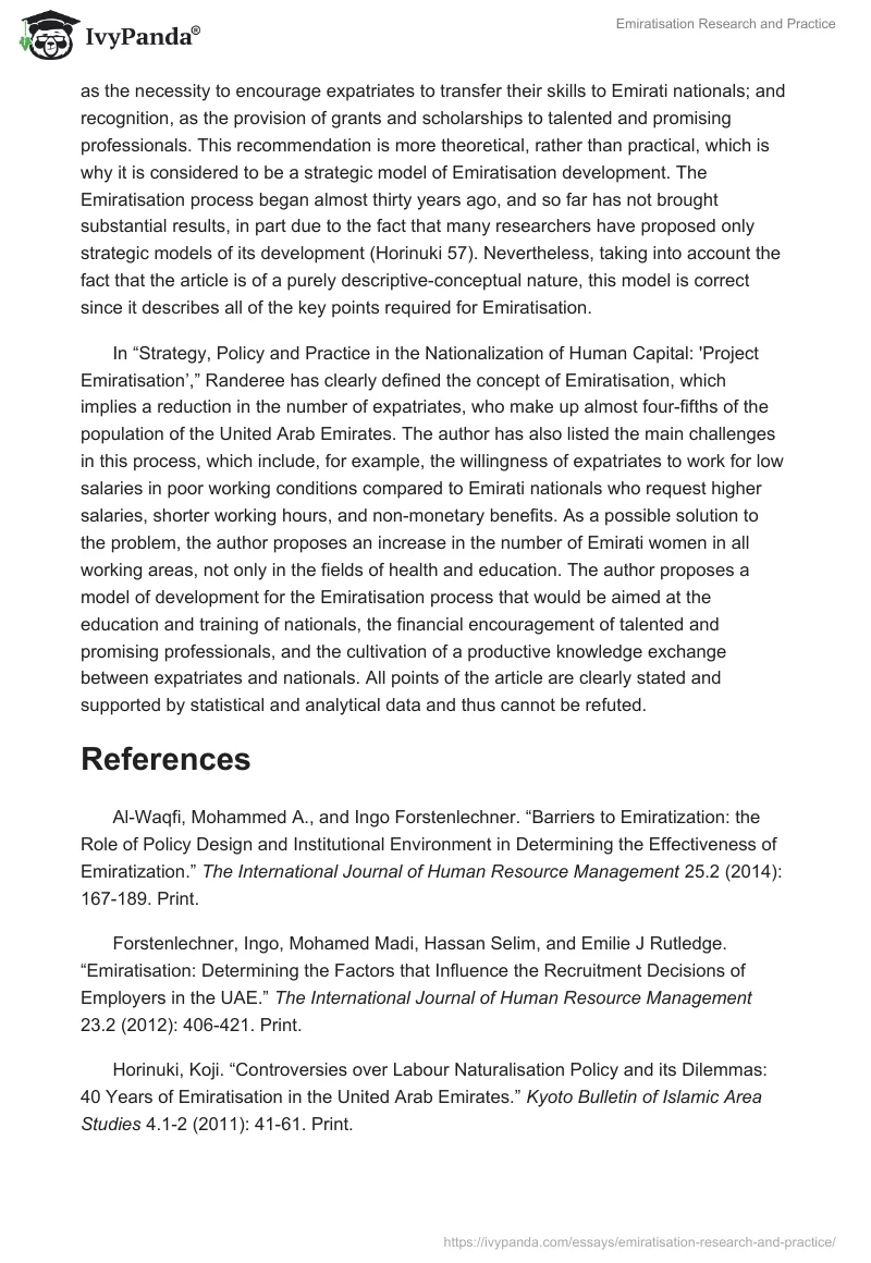 Emiratisation Research and Practice. Page 3