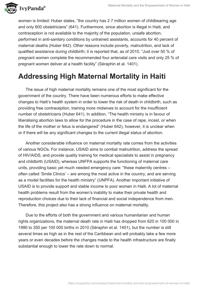 Maternal Mortality and the Empowerment of Women in Haiti. Page 2