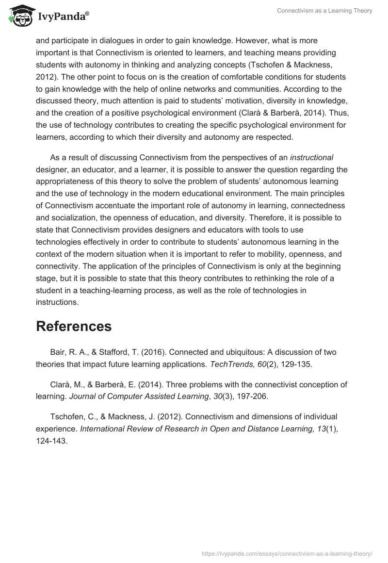 Connectivism as a Learning Theory. Page 3