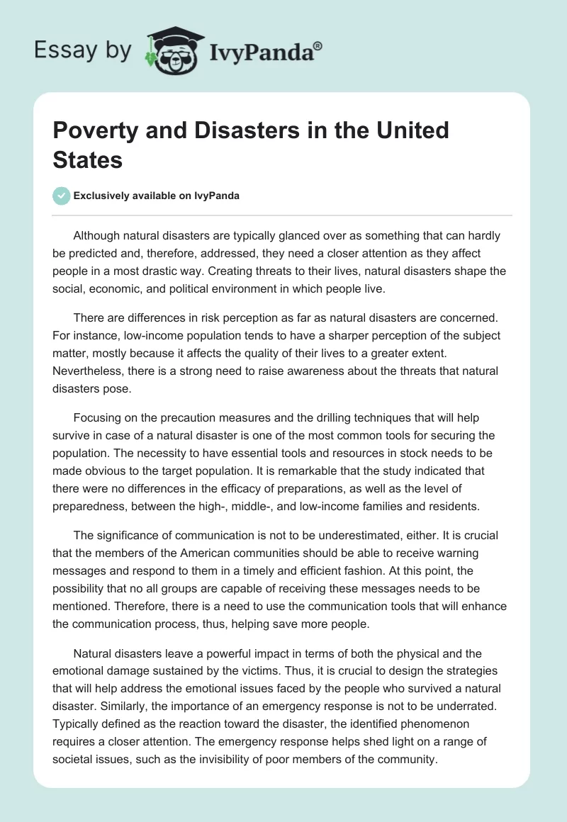 Poverty and Disasters in the United States. Page 1