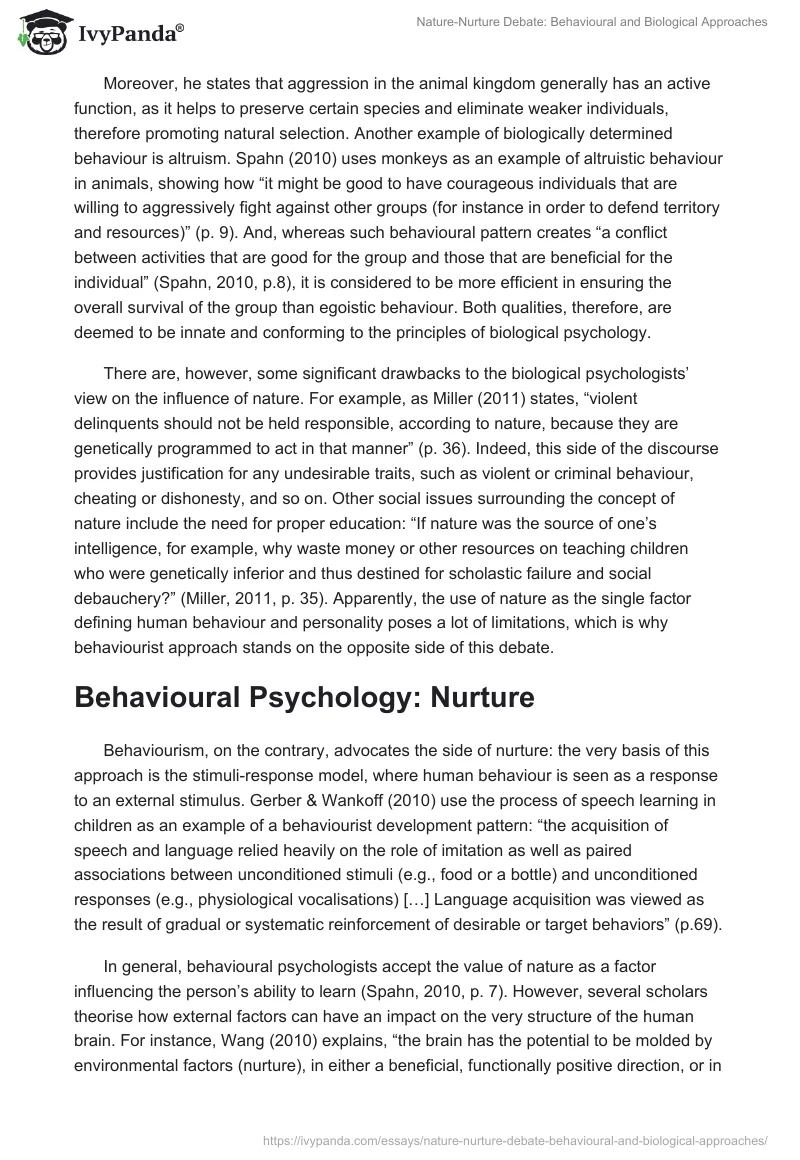 Nature-Nurture Debate: Behavioural and Biological Approaches. Page 2