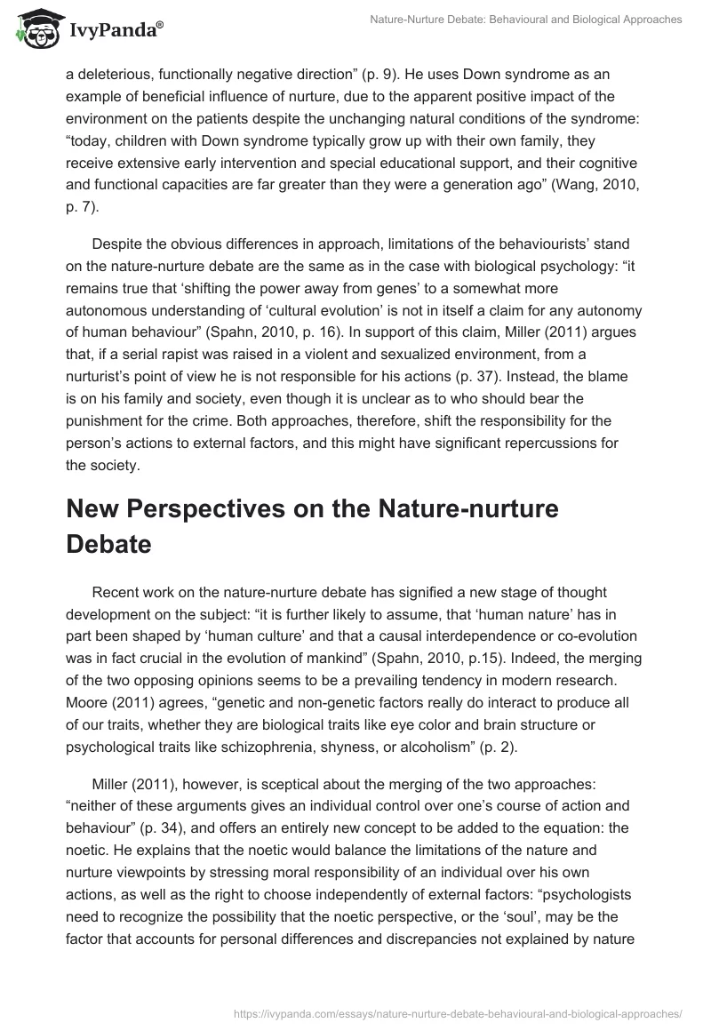 Nature-Nurture Debate: Behavioural and Biological Approaches. Page 3