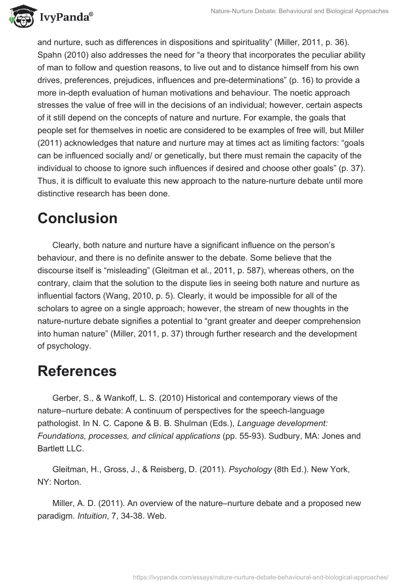 Nature-Nurture Debate: Behavioural and Biological Approaches. Page 4