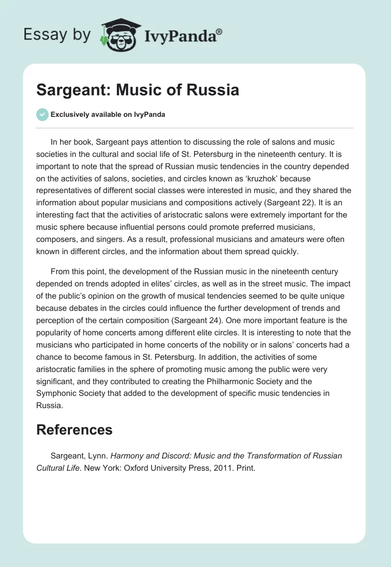 Sargeant: Music of Russia. Page 1