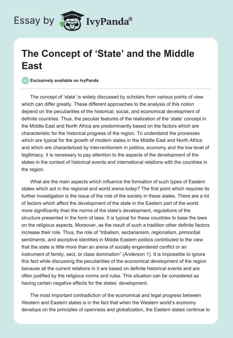The Concept of ‘State’ and the Middle East. Page 1
